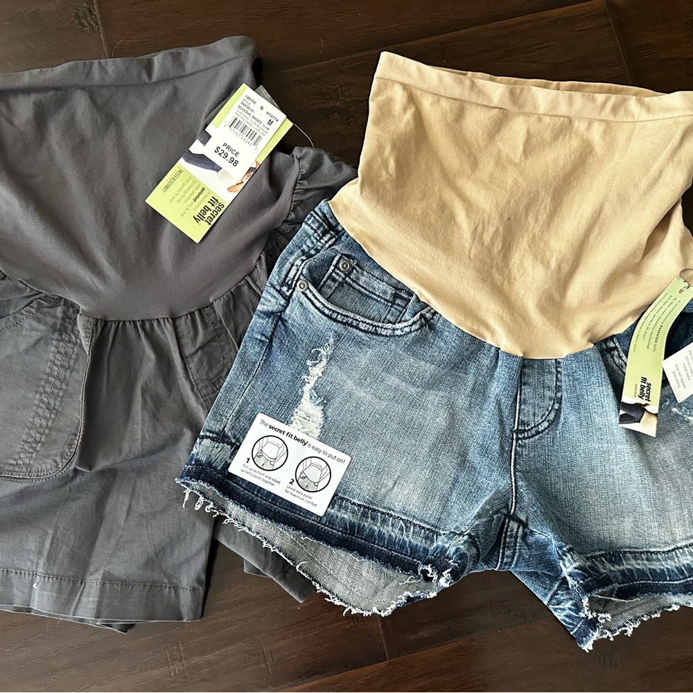 NWT - Maternity Denim and Gray Women's Shorts Set